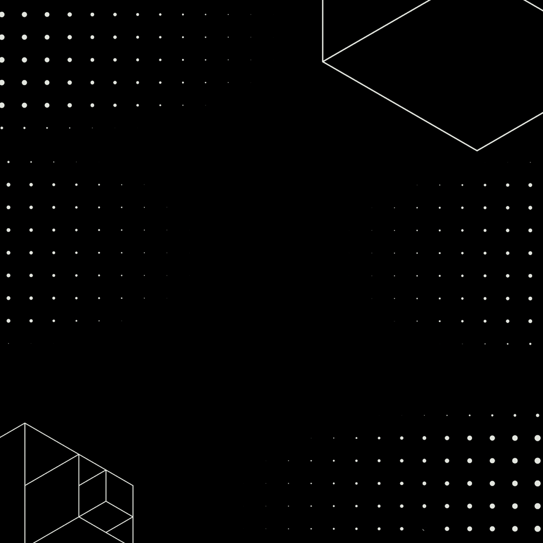 black background, light colored dots on the edges and octagonal shapes 